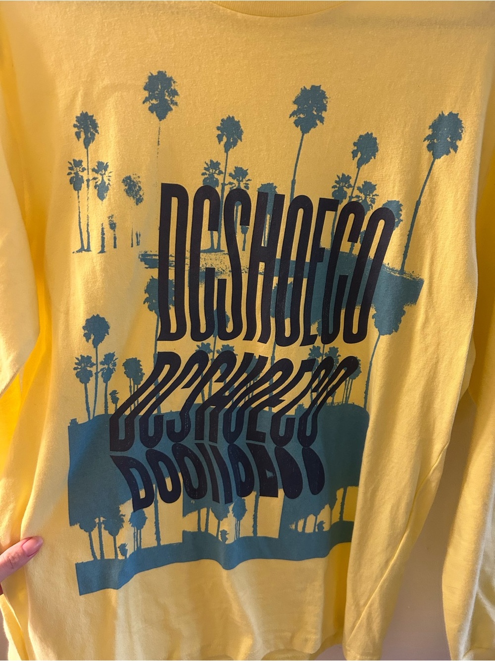 DC Yellow Tee with Teal Palm Graphic